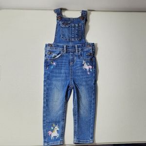 Wonder Nation Baby and Toddler Girls' Embroidered Denim Overalls, Sizes 18Mo